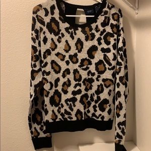 Cheetah print open back sweater
